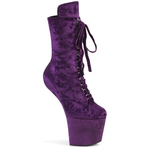Velluto 18 cm heelless CRAZE-1045VEL poledance stivaletti tacchi pony porpora