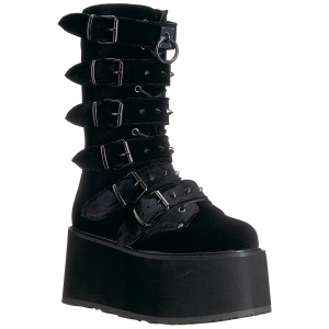 Velvet 9 cm DAMNED-225 womens buckle boots with platform