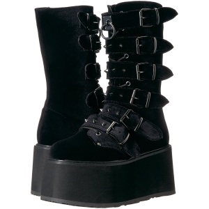 Velvet 9 cm DAMNED-225 womens buckle boots with platform