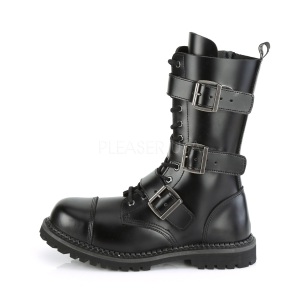 Vera pelle RIOT-12BK stivali punta in acciaio demonia - stivali anfibi uomo