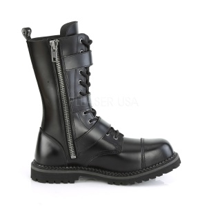 Vera pelle RIOT-12BK stivali punta in acciaio demonia - stivali anfibi uomo