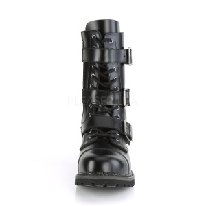 Vera pelle RIOT-12BK stivali punta in acciaio demonia - stivali anfibi uomo