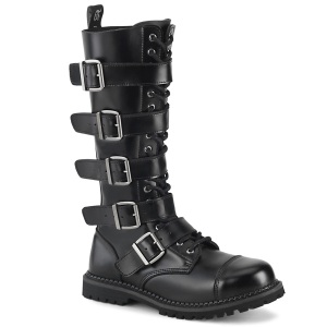 Vera pelle RIOT-18BK stivali punta in acciaio demonia - stivali anfibi uomo