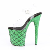 Verde 20 cm FLAMINGO-808MSLG scintillare plateau sandali donna con tacco