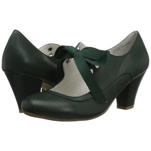 Verde 6,5 cm WIGGLE-32 retro vintage scarpe dcollet maryjane tacco spesso