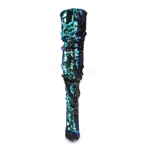 Verde Lustrini 13 cm COURTLY-3011 Stivali Alti Pleaser