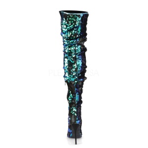 Verde Lustrini 13 cm COURTLY-3011 Stivali Alti Pleaser
