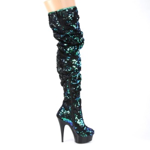 Verde Lustrini 15 cm DELIGHT-3004 Stivali Alti Pleaser