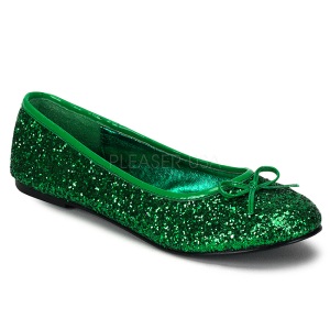 Verde STAR-16G scintillare scarpe ballerine donna basse