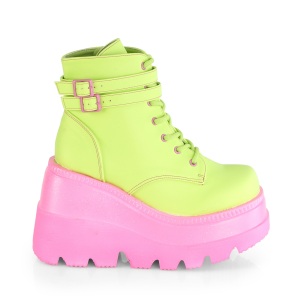 Verde neon 5 cm SHAKER-52 stivaletti cyberpunk con plateau
