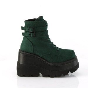 Verde suede 11,5 cm SHAKER-52 demoniacult stivaletti con zeppa e plateau nere