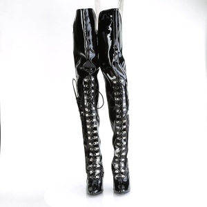 Verniciata 13 cm SEDUCE-3082 stivali alti alla coscia tacco alto con stringati
