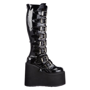 Verniciata 14 cm SWING-815 stivali alternative con la suola spessa e fibbie neri