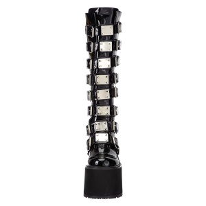 Verniciata 14 cm SWING-815 stivali alternative con la suola spessa e fibbie neri