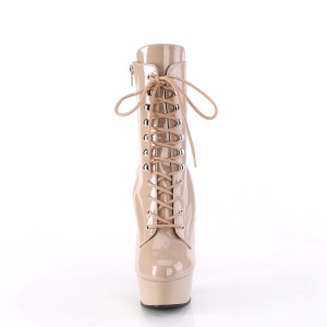 Verniciata 15 cm DELIGHT-1020 stivaletti tacco alto con stringati beige