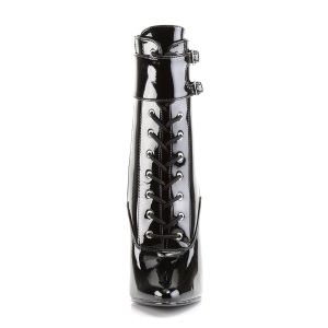 Verniciata 15 cm DOMINA-1023 feticcio stivaletti con tacchi a spillo neri