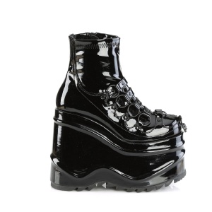 Verniciata 15 cm WAVE-110 Stivali alla caviglia con zeppa plateau