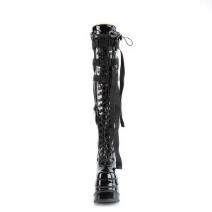 Verniciata 15 cm WAVE-315 plateau zeppa stivali alti con tacco neri
