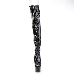Verniciata 18 cm ADORE-3017 punta aperta stivali alti alla coscia tacco alto con stringati