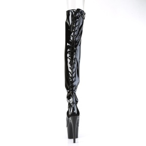 Verniciata 18 cm ADORE-3017 punta aperta stivali alti alla coscia tacco alto con stringati