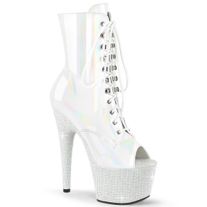 Verniciata 18 cm BEJ-1021-7 stivaletti spuntate con tacco e piattaforma bianco