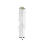Verniciata 18 cm SKY-1020 stivaletti tacco alto con stringati bianchi