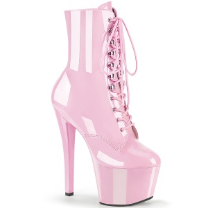 Verniciata 18 cm SKY-1020 stivaletti tacco alto con stringati rosa