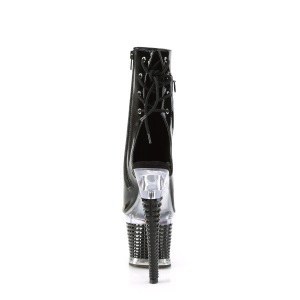 Verniciata 18 cm SPECTATOR-1018 stivaletti spuntate con tacco e piattaforma nero