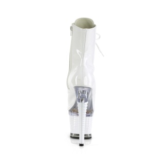 Verniciata 18 cm SPECTATOR-1021 stivaletti spuntate con tacco e piattaforma bianco