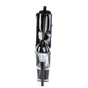 Verniciata 18 cm SPECTATOR-1040 Stivali alla caviglia e plateau con stringati in nero