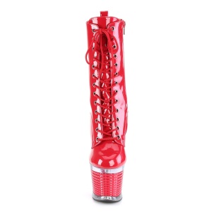 Verniciata 18 cm SPECTATOR-1040 Stivali alla caviglia e plateau con stringati in rosso