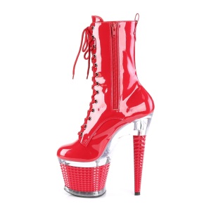 Verniciata 18 cm SPECTATOR-1040 Stivali alla caviglia e plateau con stringati in rosso