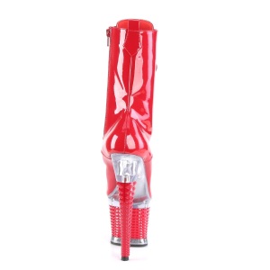 Verniciata 18 cm SPECTATOR-1040 Stivali alla caviglia e plateau con stringati in rosso