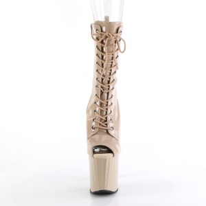 Verniciata 19 cm ENCHANT-1041 stivaletti alla caviglia punta aperta beige