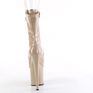 Verniciata 19 cm ENCHANT-1041 stivaletti alla caviglia punta aperta beige