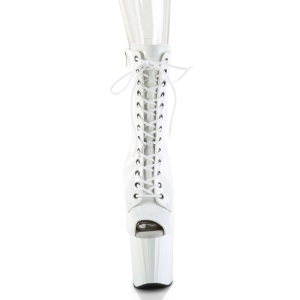 Verniciata 19 cm ENCHANT-1041 stivaletti alla caviglia punta aperta bianche