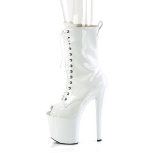 Verniciata 19 cm ENCHANT-1041 stivaletti alla caviglia punta aperta bianche