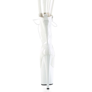 Verniciata 19 cm ENCHANT-1041 stivaletti alla caviglia punta aperta bianche