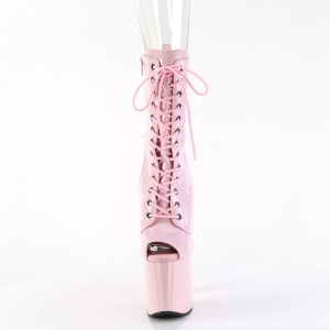 Verniciata 19 cm ENCHANT-1041 stivaletti alla caviglia punta aperta rosa