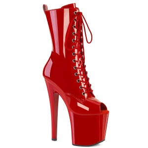 Verniciata 19 cm ENCHANT-1041 stivaletti alla caviglia punta aperta rosso