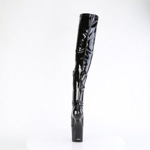 Verniciata 20 cm CRAZE-3000 Heelless overknee stivali pony alto pleaser neri
