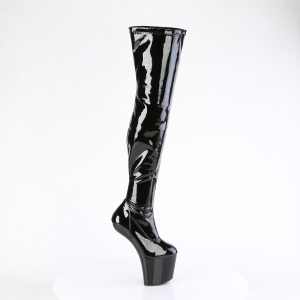 Verniciata 20 cm CRAZE-3000 Heelless overknee stivali pony alto pleaser neri