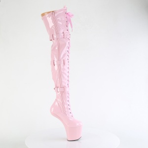 Verniciata 20 cm CRAZE-3028 Heelless overknee stivali pony alto pleaser rosa