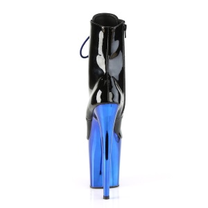 Verniciata 20 cm FLAMINGO-1020 Stivaletti da donna plateau cromo blu