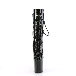 Verniciata 20 cm FLAMINGO-1053 stivali fibbie con tacco e piattaforma nero