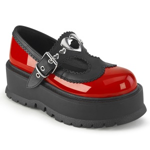 Verniciata 5 cm SLACKER-23 demonia calzature alternative con la suola spessa rosso