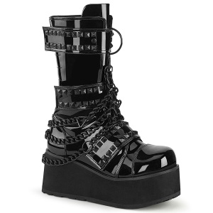 Verniciata 8,5 cm TRASHVILLE-138 stivali demonia unisex - stivali plateau