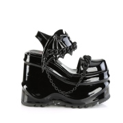 Verniciata Nero 15 cm Demonia WAVE-20 scarpe lolita sandali con zeppa plateau