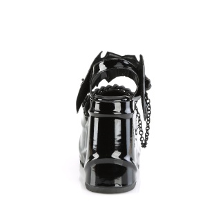 Verniciata Nero 15 cm DemoniaCult WAVE-20 scarpe lolita sandali con zeppa plateau