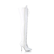 Verniciata bianchi 13 cm SEDUCE-3024 stivali sopra il ginocchio con lacci